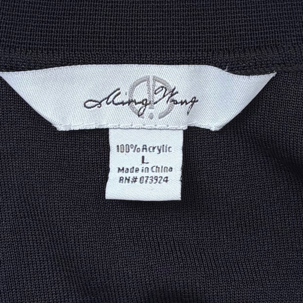 Ming Wang Black Blue Geometric Knit Jacket L - Picture 8 of 11